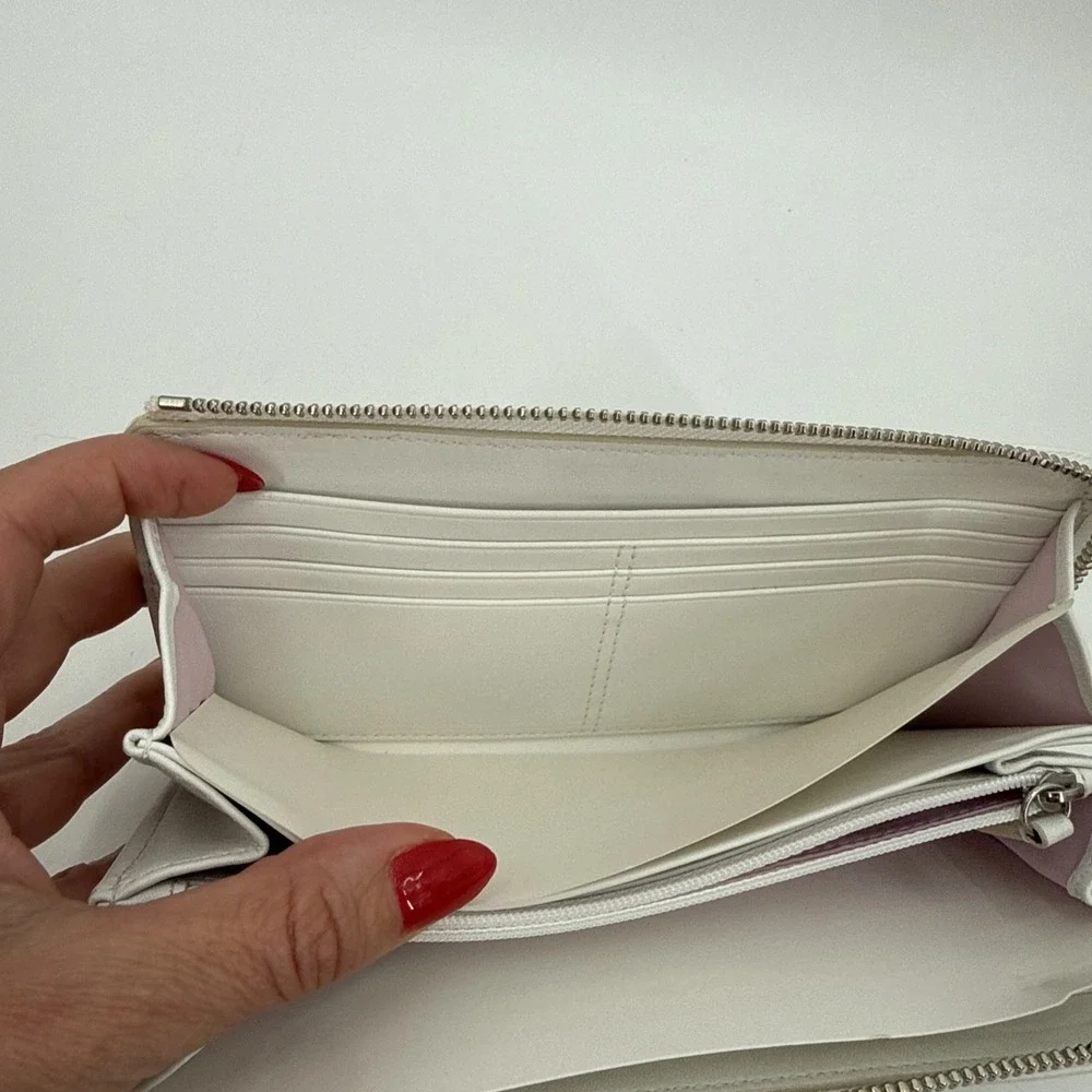 Coach Womens Y2K Patchwork Metallic Silver White Shoulder Bag 13496 w/Wallet